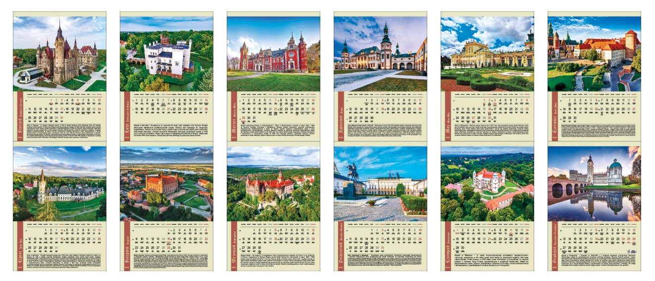 Kalendarz wieloplanszowy standard Polskie zamki i pałace WP126 Jotan